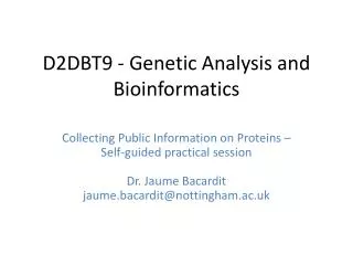 D2DBT9 - Genetic Analysis and Bioinformatics