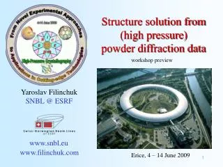 Structure solution from (high pressure) powder diffraction data
