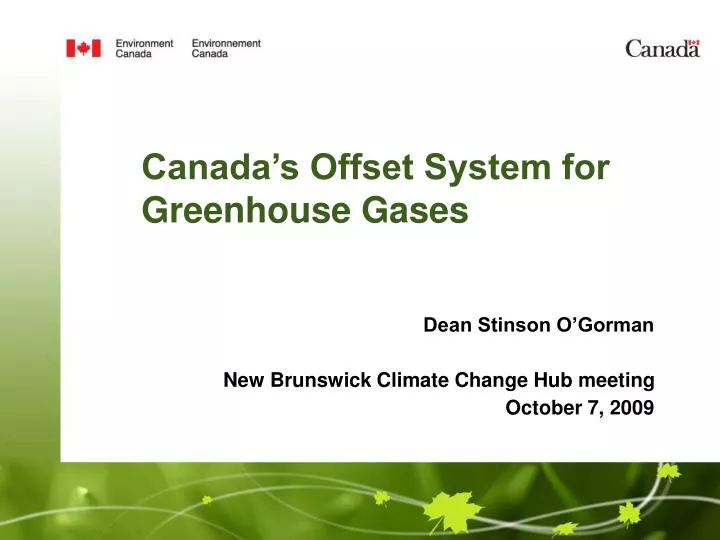 canada s offset system for greenhouse gases