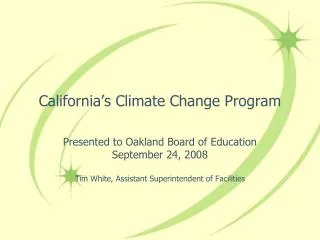 California’s Climate Change Program