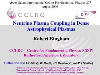 Neutrino Plasma Coupling in Dense Astrophysical Plasmas