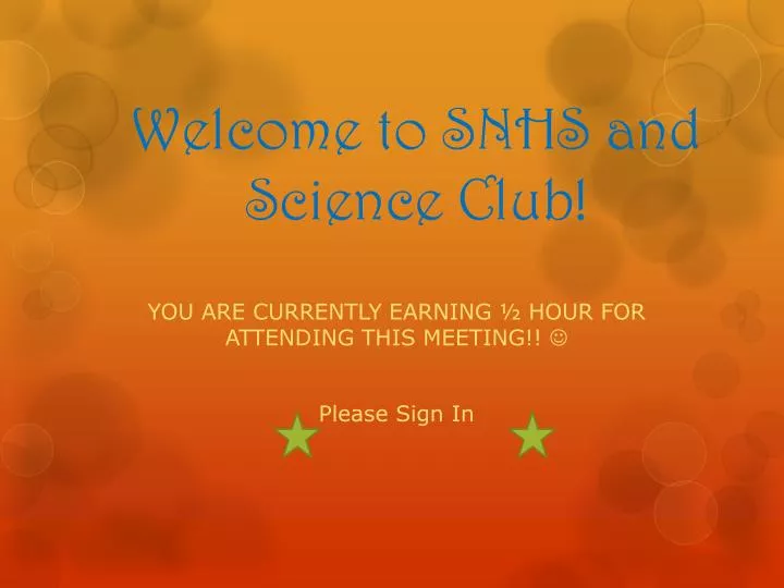 welcome to snhs and science club