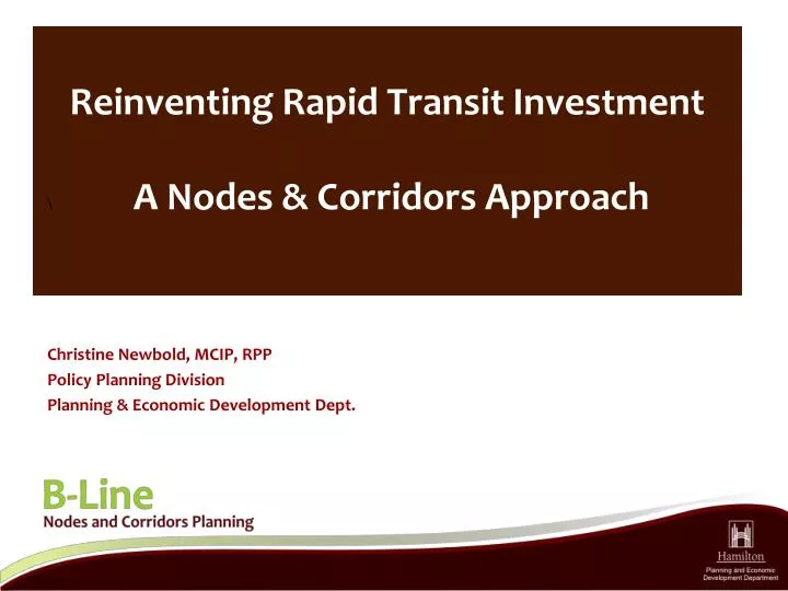 reinventing rapid transit investment a nodes corridors approach