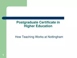 Postgraduate Certificate in Higher Education