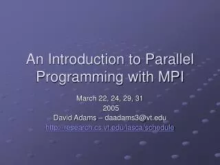 An Introduction to Parallel Programming with MPI