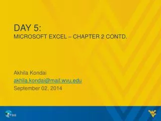 Day 5: MICROSOFT EXCEL – CHAPTER 2 CONTD.