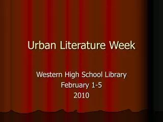 Urban Literature Week