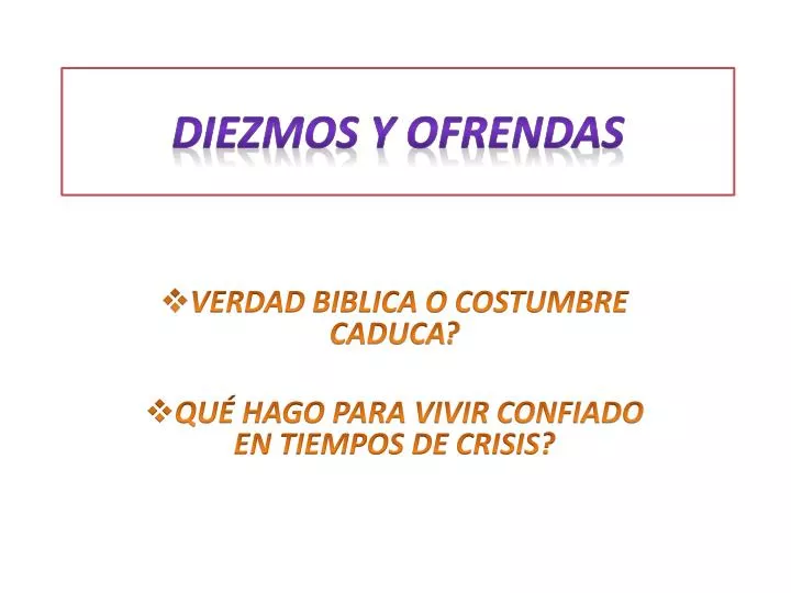 diezmos y ofrendas