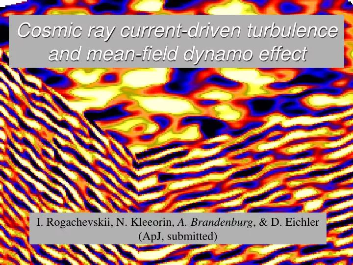 cosmic ray current driven turbulence and mean field dynamo effect