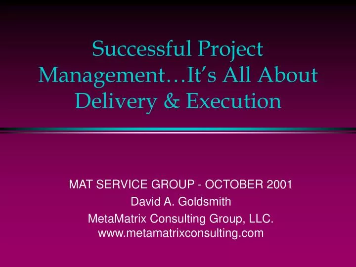 successful project management it s all about delivery execution