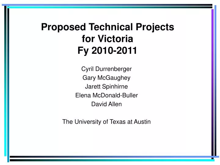 proposed technical projects for victoria fy 2010 2011