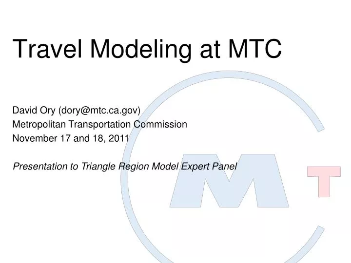 travel modeling at mtc