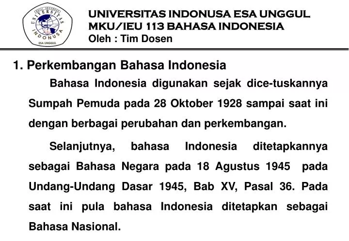 1 perkembangan bahasa indonesia