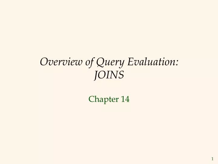 overview of query evaluation joins