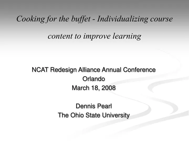 cooking for the buffet individualizing course content to improve learning