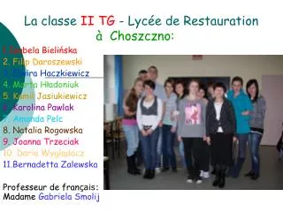 La classe II TG - Lycée de Restauration à Choszczno: