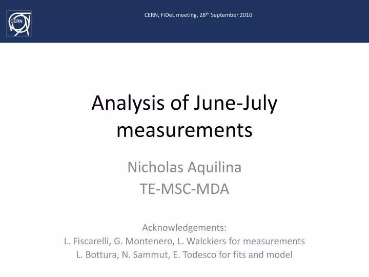 analysis of june july measurements