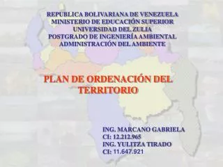 REPUBLICA BOLIVARIANA DE VENEZUELA MINISTERIO DE EDUCACIÓN SUPERIOR UNIVERSIDAD DEL ZULIA