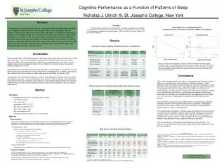 Cognitive Performance as a Function of Patterns of Sleep