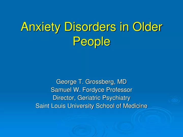 anxiety disorders in older people