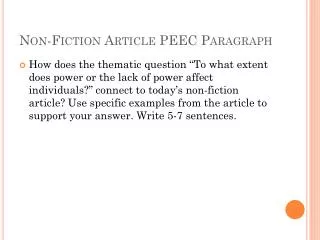 Non-Fiction Article PEEC Paragraph