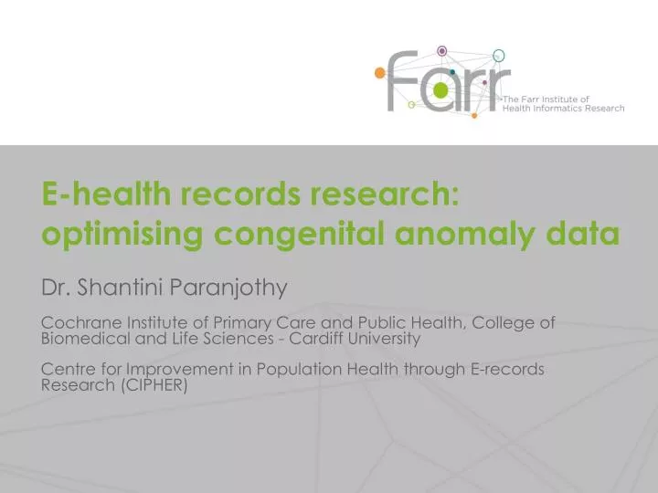 e health records research optimising congenital anomaly data