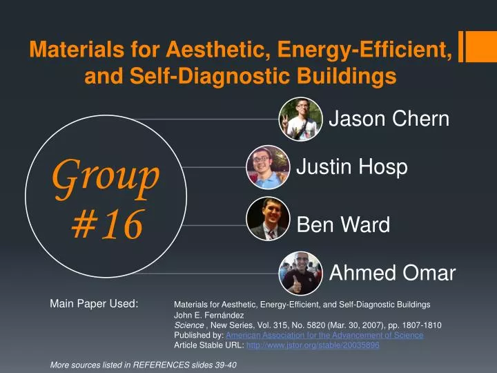 materials for aesthetic energy efficient and self diagnostic buildings