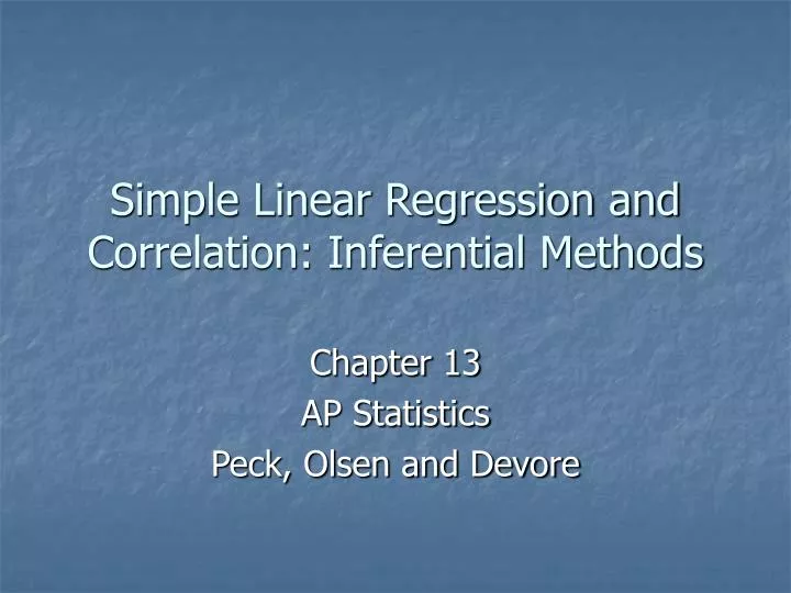 simple linear regression and correlation inferential methods