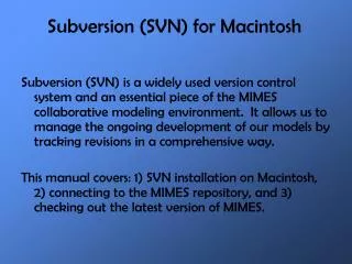 Subversion (SVN) for Macintosh