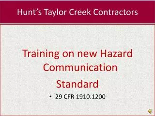 Hunt’s Taylor Creek Contractors