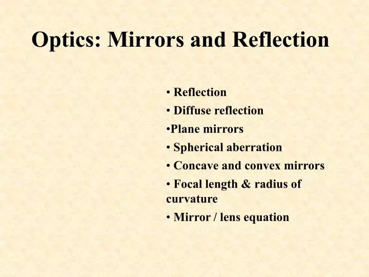 optics mirrors and reflection