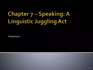 Chapter 7 – Speaking: A Linguistic Juggling Act