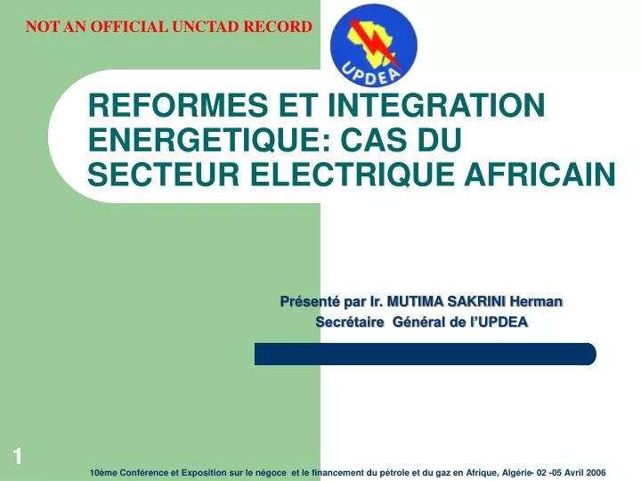 reformes et integration energetique cas du secteur electrique africain