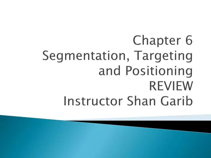 chapter 6 segmentation targeting and positioning review instructor shan garib
