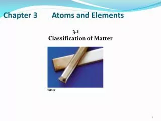 Chapter 3	Atoms and Elements