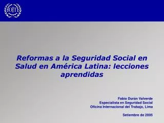 Reformas a la Seguridad Social en Salud en América Latina: lecciones aprendidas