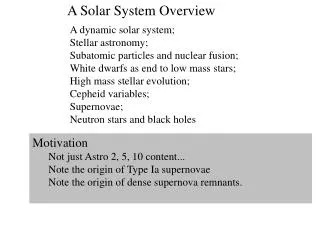 A Solar System Overview