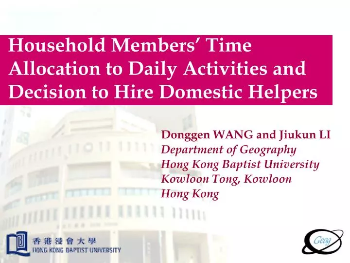 household members time allocation to daily activities and decision to hire domestic helpers