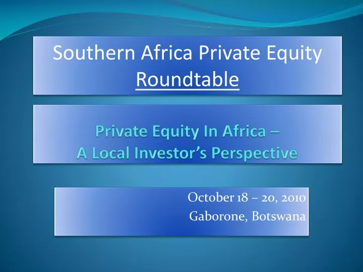 private equity in africa a local investor s perspective