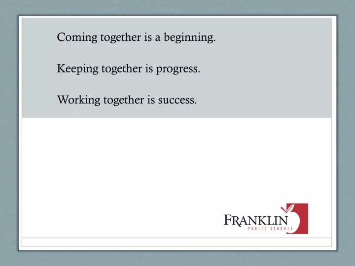 coming together is a beginning keeping together is progress working together is success