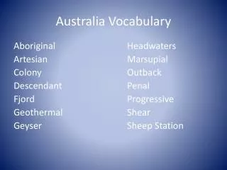 Australia Vocabulary