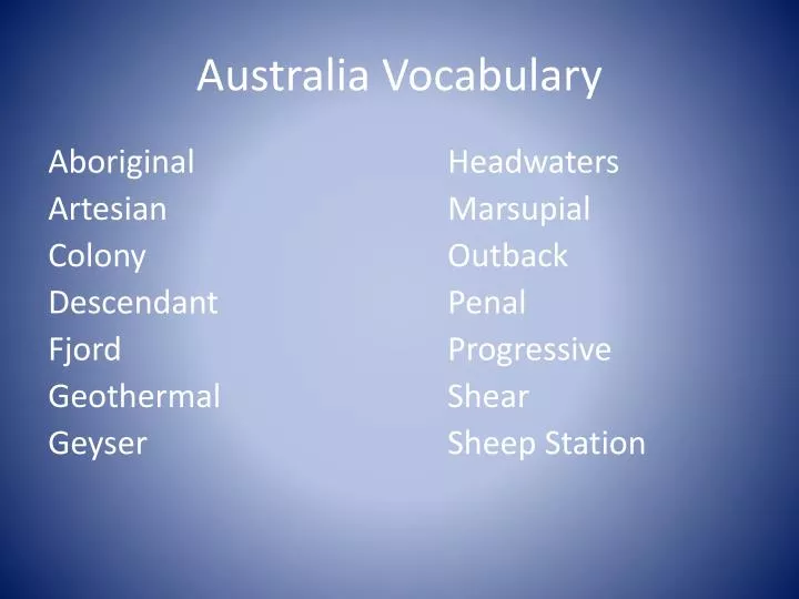 australia vocabulary