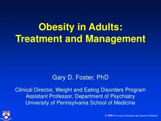 Obesity in Adults: Treatment and Management