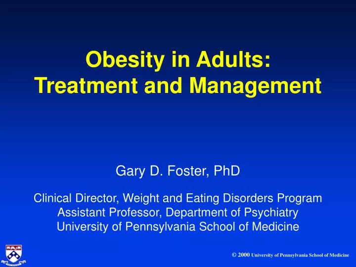 obesity in adults treatment and management
