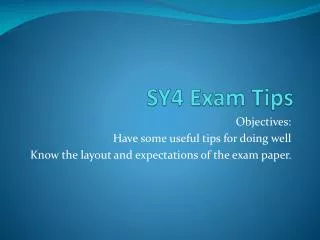 SY4 Exam Tips