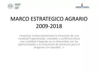 MARCO ESTRATEGICO AGRARIO 2009-2018
