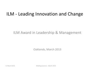 ILM - Leading Innovation and Change