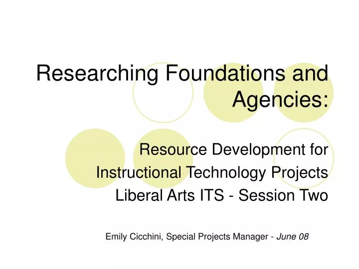 researching foundations and agencies