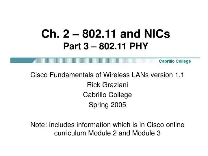 ch 2 802 11 and nics part 3 802 11 phy