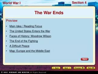 Preview Main Idea / Reading Focus The United States Enters the War